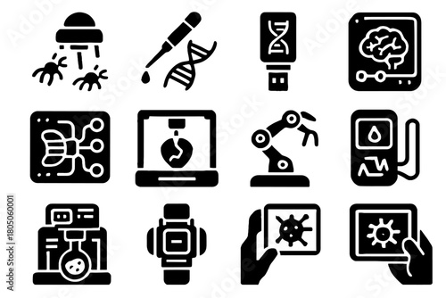 Organ biosensor icon vector futuristic tool predictor kit synthetic lab data bio