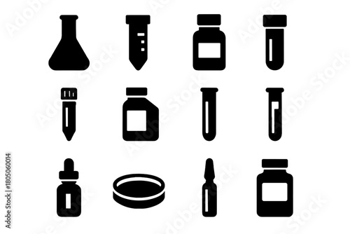 Cryovial sealed bottle icon vector container dropper lab glass labeled bio dish