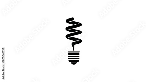 Abstract creative light bulb icon with dynamic black spiral element symbolizing innovation, idea generation, and energy concept