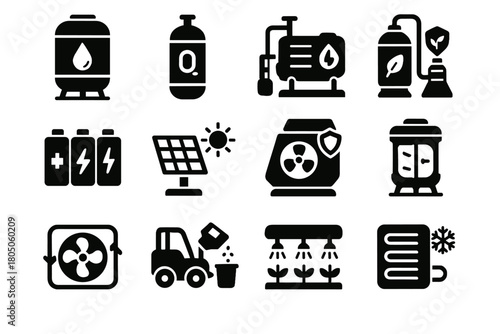 Solar resource icon vector battery nutrient space icons converter storage thermal system