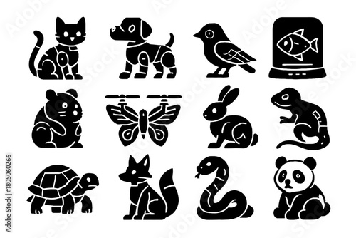 Cyber icon holographic drone digital rabbit pet virtual icons fox fish vector