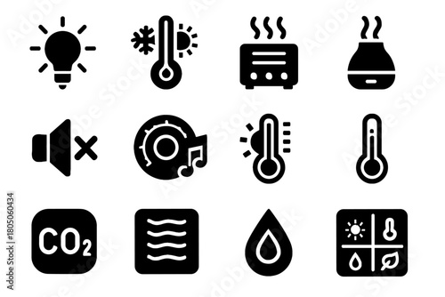 Vector icon smart sensor climate temperature gym noise brightness humidity air dashboard
