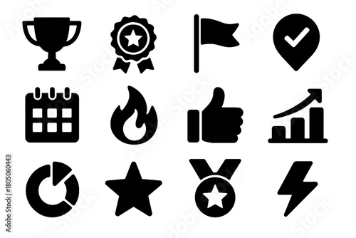 Smart trophy icons streak calendar fitness up icon encouragement vector gym goal
