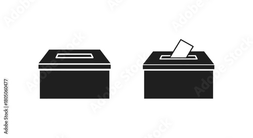 Two ballot boxes one empty and one with a ballot inserted inside