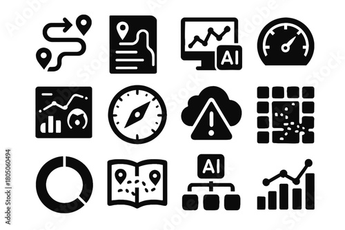 Prediction vector route decision navigation logbook tracker dashboard ai consumption frequency icon