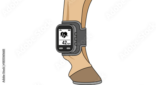 Smart fitness horse tracker displaying heart rate  , Animal-Computer Interaction icon set.