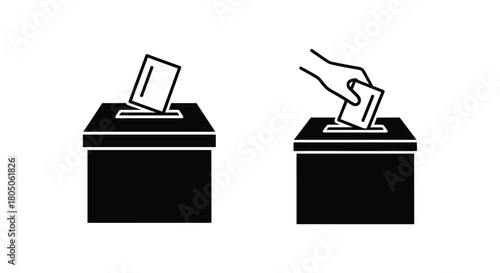 A hand inserting a ballot into a voting box civic duty illustration