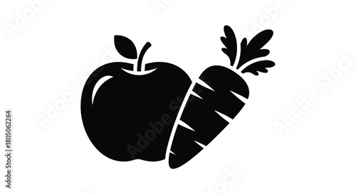 Healthy living concept with fresh apple and carrot for vibrant designs promoting wellbeing and balanced nutrition in your creative projects, Generative AI.