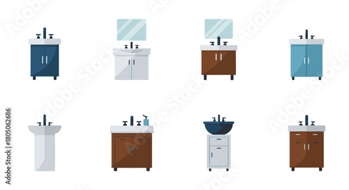 Modern bathroom vanity set with minimalist design and various styles