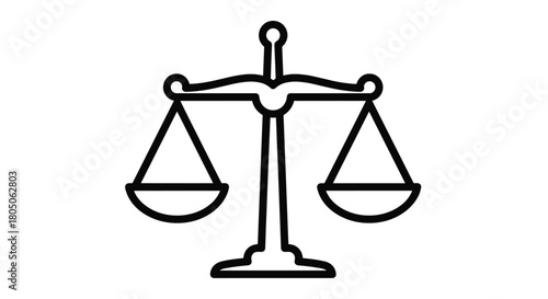 Elegant scales of justice line art for legal representation and court decisions perfect for law firms and legal professionals seeking modern designs, Generative AI.