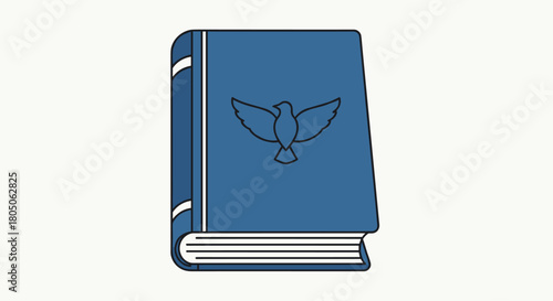 Elegant blue book with dove symbol for peace faith and inspiration perfect for spiritual content education and serene designs reflecting hope, Generative AI.