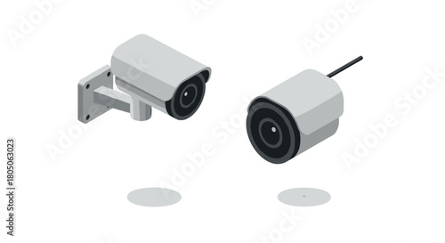 Isometric security cameras: modern surveillance design in minimalist style