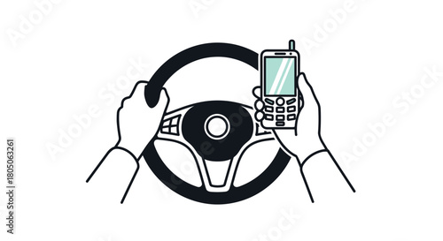 Avoid distractions while driving with this illustration stay safe on the road and never text and drive for a better future, Generative AI.