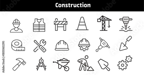 Construction Icons – Modern Line Style