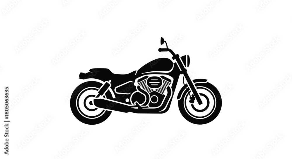 Obraz premium Bold motorcycle silhouette for custom apparel designs and edgy brand logos a classic cruiser icon offering freedom and adventure on the open road, Generative AI.