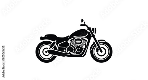 Bold motorcycle silhouette for custom apparel designs and edgy brand logos a classic cruiser icon offering freedom and adventure on the open road, Generative AI.