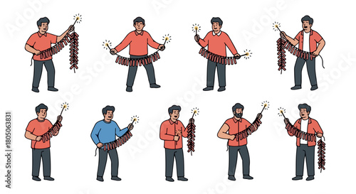 Men celebrating with sparklers, festive moments