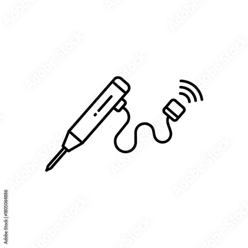 Stylized Line Art of a Voltage Tester with a Connected Probe.