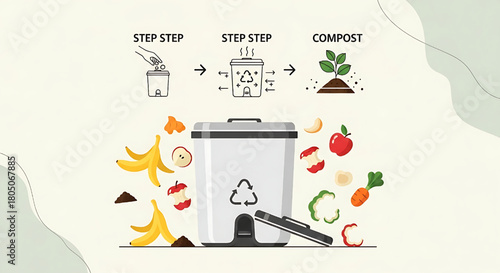 Composting at home vector illustration zero waste concept
