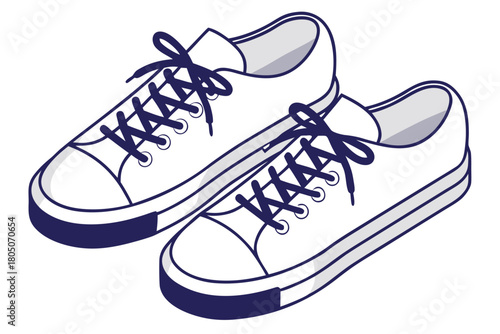 Pair of White Canvas Sneakers with Blue Laces and Soles shoes footwear