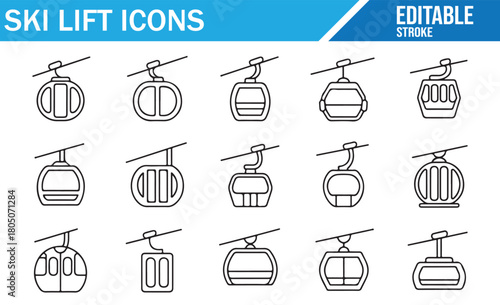 Cable car and chairlift vector pack for tourism and mountain design