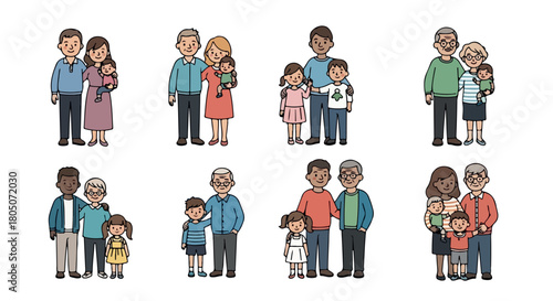 Families of different generations standing together