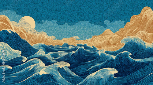 Stylish wavy open ocean