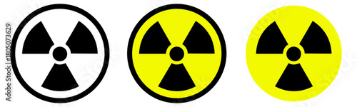 Nuclear Radiation Hazard Warning Symbol Icon Vector Set. Outline nuclear radiation hazard warning symbol Icon on transparent background vector image