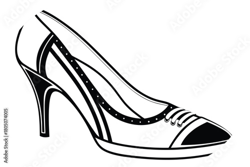 Stylized Black and White High Heel Shoe Illustration footwear fashion