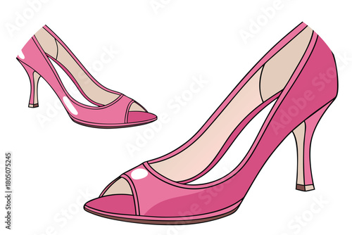 Two Pink Peep- Toe High Heels with Stiletto Heels shoes footwear