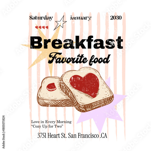 vintage food fashion graphics. summer food artwork. trendy women's graphic tee. breakfast tee shirt design in vector,