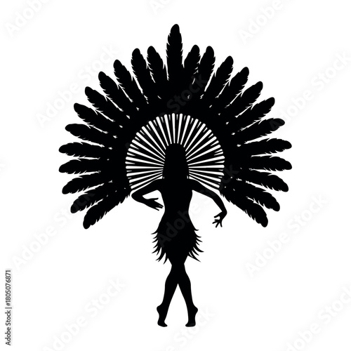 Peacock dancer silhouette with transparent background