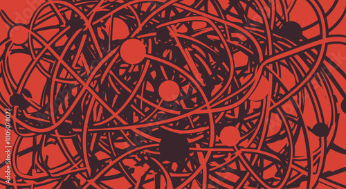 Abstract tangled lines with spheres A visual representation of complex networks and concepts