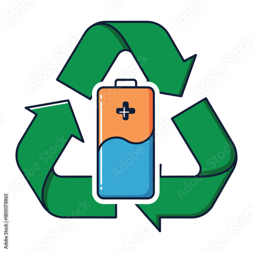 Recycling Battery Symbol Concept for Sustainable Energy Solutions Depicting Environmentally Conscious Practices and Waste Management for a Greener Planet Utilizing Resources Wisely