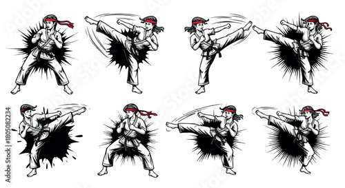 Female martial artist poses with dynamic action