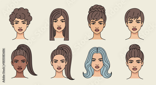 Women hairstyles collection with diverse looks