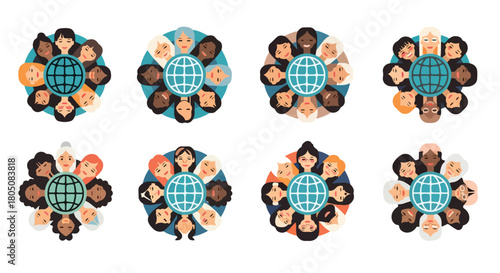 Global community of diverse women around the world