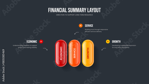 Business Planning 3 Element Diagram Frame Design. Market Visualization Slide Layout Vector Illustration. Corporate Plan Three Option Infographic Presentation Template.