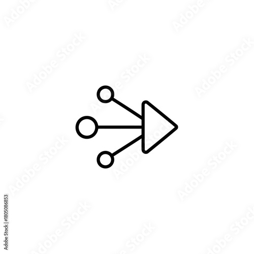 Simple Line Art Icon Representing Data Input and Output Flow.