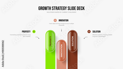 Corporate Plan Presentation Layout Vector Illustration. Creative Innovation Three Step Infographic Slide Design. Modern Forecast 3 Option Diagram Slideshow Template.