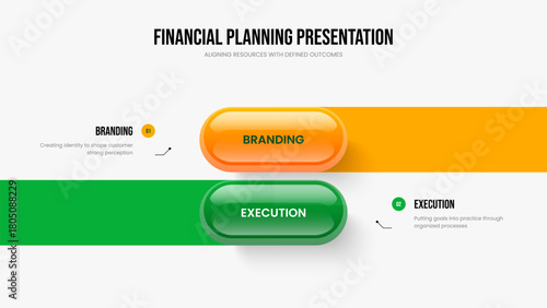 Market Visualization Two Option Diagram Slideshow Template. Marketing Proposal 2 Element Infographic Slide Layout. Advertising Analysis Frame Design Vector Illustration.