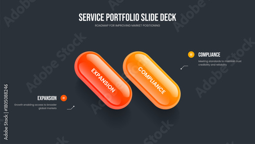 Project Proposal Two Option Diagram Frame Template. Digital Forecast 2 Step Infographic Slide Layout. Business Analysis Presentation Design Vector Illustration.