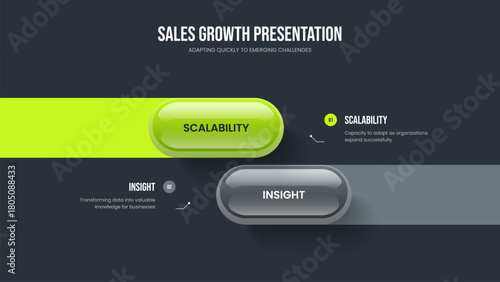 Service Solution Slideshow Layout Vector Illustration. Professional Forecast Two Step Infographic Frame Template. Business Portfolio 2 Option Diagram Presentation Design.