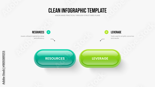 Sales Analysis 2 Option Infographic Slide Layout. Product Briefing Two Step Diagram Frame Design. Marketing Planning Slideshow Template Vector Illustration.
