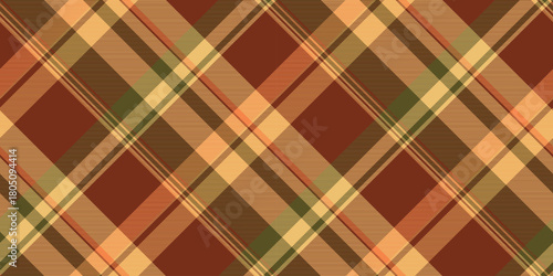 Classic tartan pattern in warm autumnal tones. Seamless texture perfect for backgrounds, textiles, and graphic design projects evoking comfort and tradition.