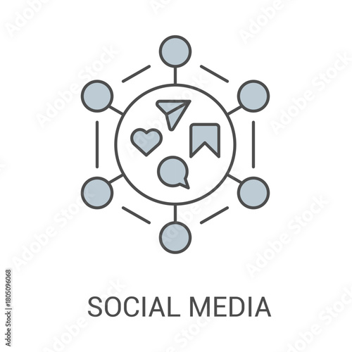Social Media Networking Digital Communication Connection Community Engagement Marketing Strategy Outline Vector
