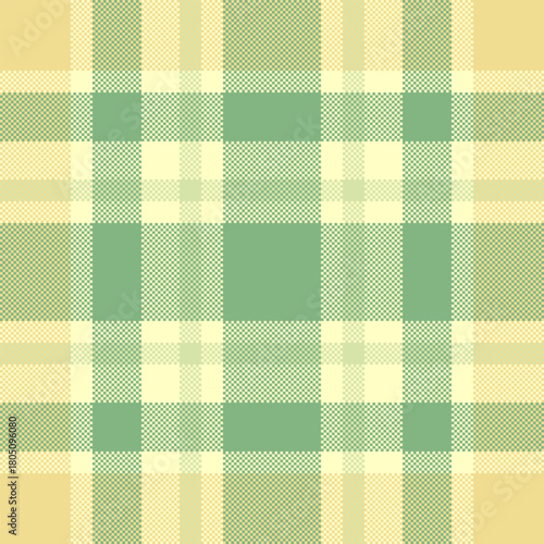 Pixelated plaid pattern in soft greens and beige. A retro, textured background perfect for vintage designs, fabrics, or digital art. Versatile