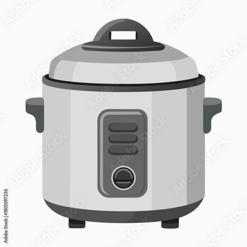 Vector illustration of a modern electric multicooker or pressure cooker on white background. Perfect for color icon, logo, emblem, banner, label