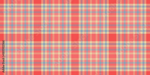 Old tartan check textile, service pattern seamless background. New plaid texture fabric vector in light and light coral colors.