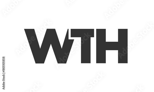WTH logo design template with strong and modern bold text. Initial based vector logotype featuring simple and minimal typography. Trendy company identity.